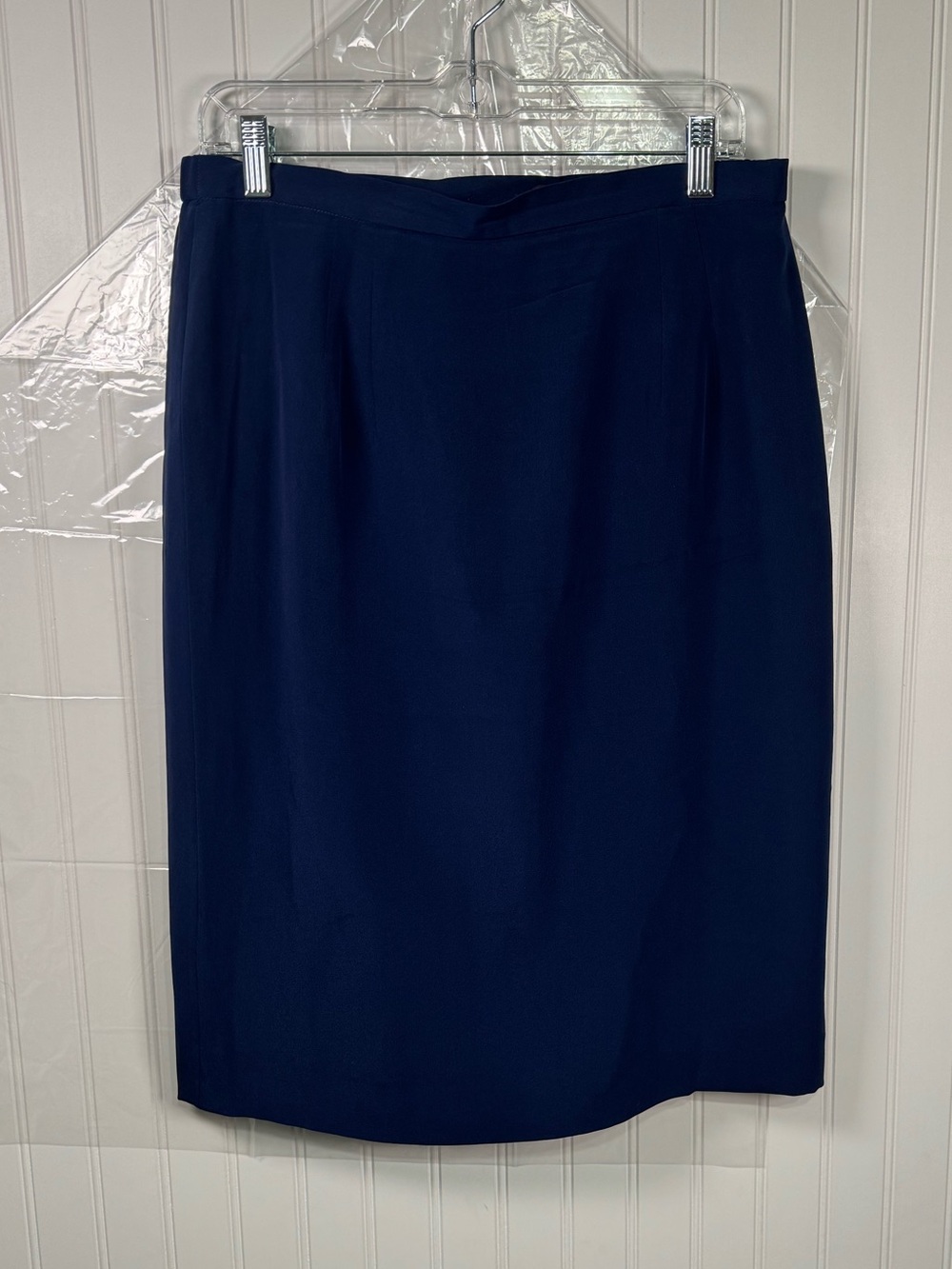 Anna Carol 100% Silk Classic Navy Pencil Skirt - Women's Straight Skirt